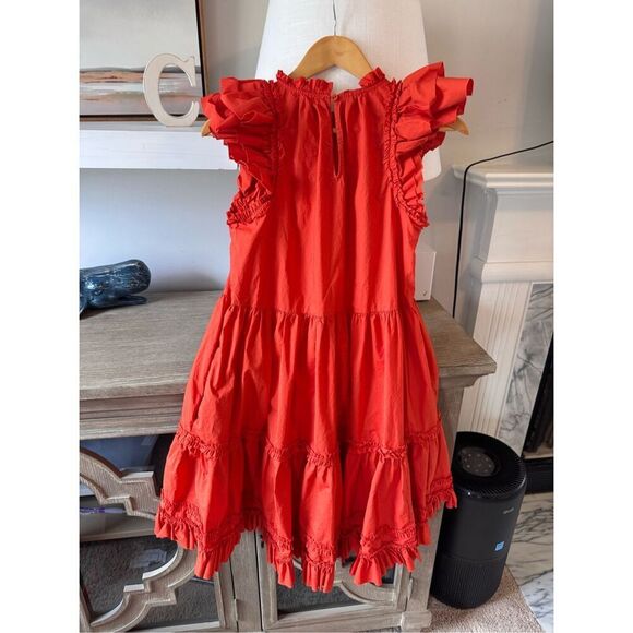 ULLA JOHNSON Joan Ruffled A-line Dress In Orange Size 2 - Picture 6 of 10